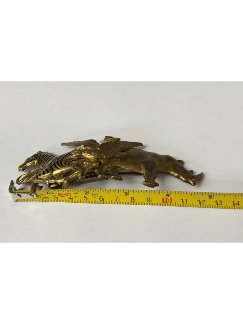 Stampede Safari Hair Clip 5” Barrette Brass Made in France Rhino Zebra Elephant